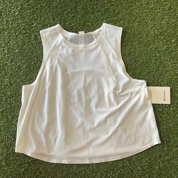 Sculpt Cropped Tank Top Pleated - White - Picture 3 of 3